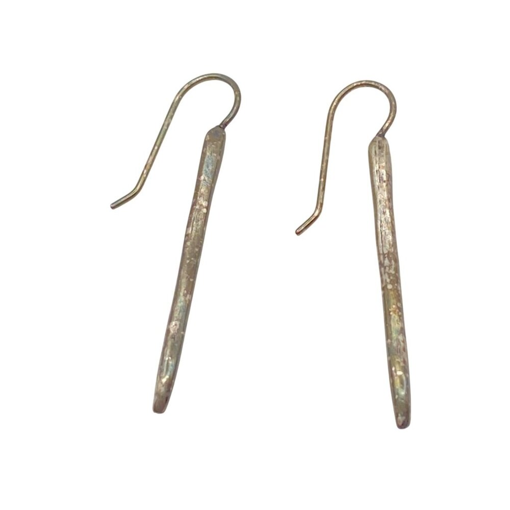 Vintage Rustic 925 Silver Drop Earrings 1.75" 4.2g Matchstick Unisex Tested Boho - Picture 2 of 8